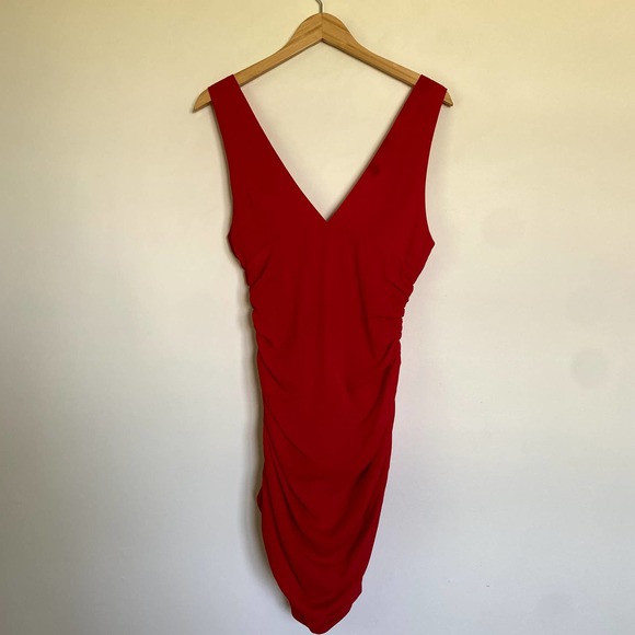 Revolve Superdown Carla Ruched Mini Dress Red Size Small - Picture 8 of 8